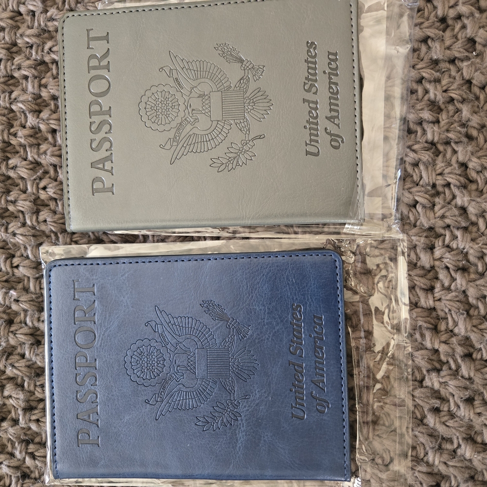 Gray and Blue Passport Covers